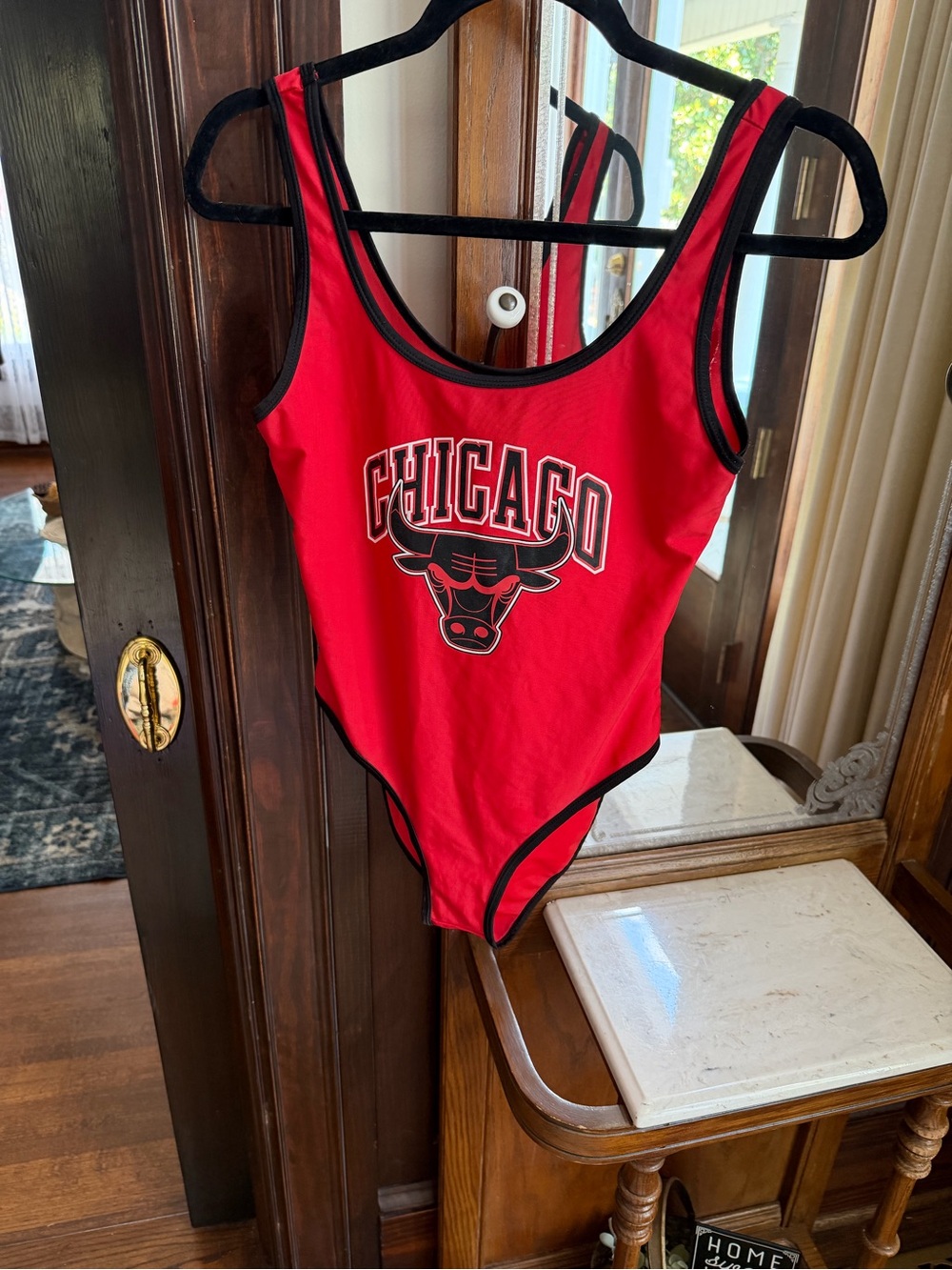 NBA Red and Black Chicago Bulls Fan Swimwear Top